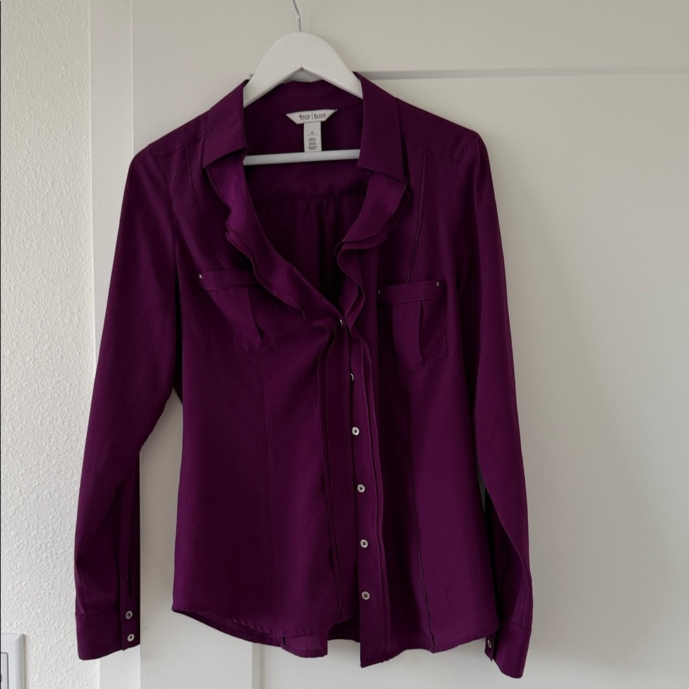 White House Black Market Deep Purple Button Down Shirt